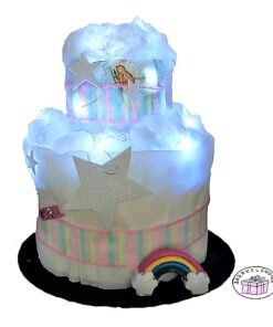 lányos csillagos szivárványos pelenkatorta 3